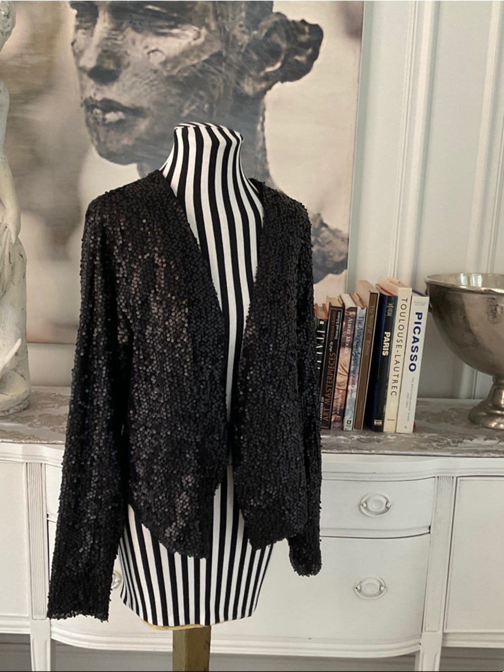 Torrid Black Sequin Open-Front Shrug